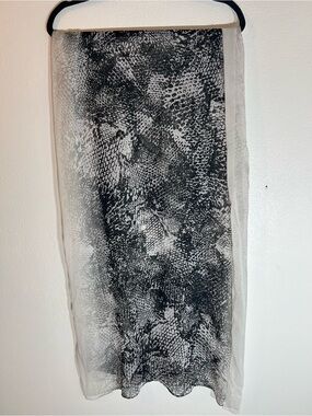 Dana Buchman Snakeskin Print Scarf Black White Gray Lightweight Sheer Wrap